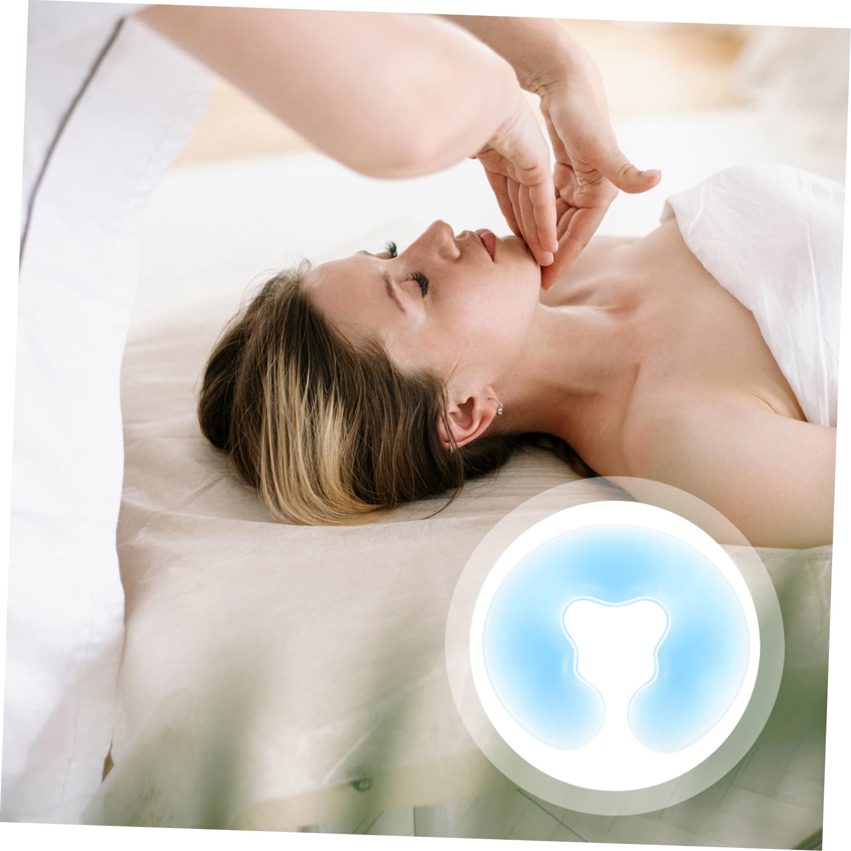 Almohada Facial de Silicona Azul U para Spa 1 Unidad Tamaño U Cojín Boca Abajo para Masaje en Salones de Belleza y Clínicas