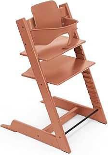 Stokke Tripp Trapp High Chair, Terracotta - Includes Chair + Baby Set2 for Children 6-36 Months - Adjustable, Ergonomic & Easy to Clean