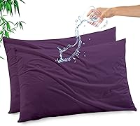 Vista 17 de Funda de almohada impermeable de bambú y rayón de Gogreen, funda de almohada transpirable, protector de almohada refrescante con cremallera, funda