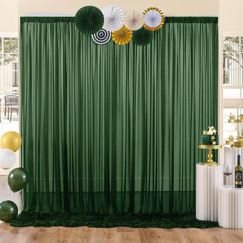 MDS - 2 paneles de gasa de 5 x 10 pies para fotos, cortinas de gasa transparente y sin arrugas, fondo de fotografía para boda, arco, ceremonia,