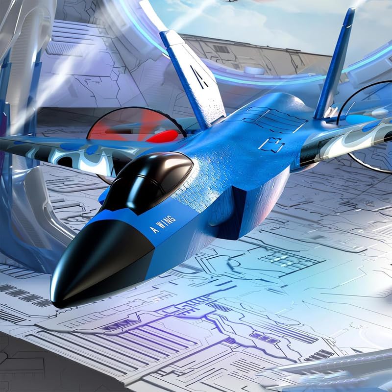 Image of RC Plane Model SU-27 2.4Ghz Axis Gyro Remote Control Airplane Rc Airplane for Beginners Family Toys for Outdoor Activities (Blue-2)