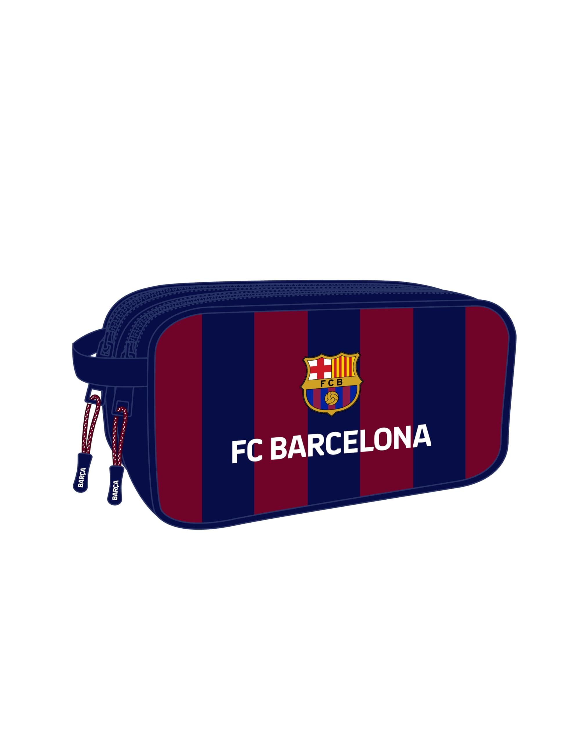 Safta F.C. Barcelona - Neceser Escolar Infantil Grande, Neceser Infantil, Adaptable a Carro, Ideal para Niños de 5 a 14 Años, Cómodo y Versátil, 26x12.5x15 cm, Color Azul Marino/Granate