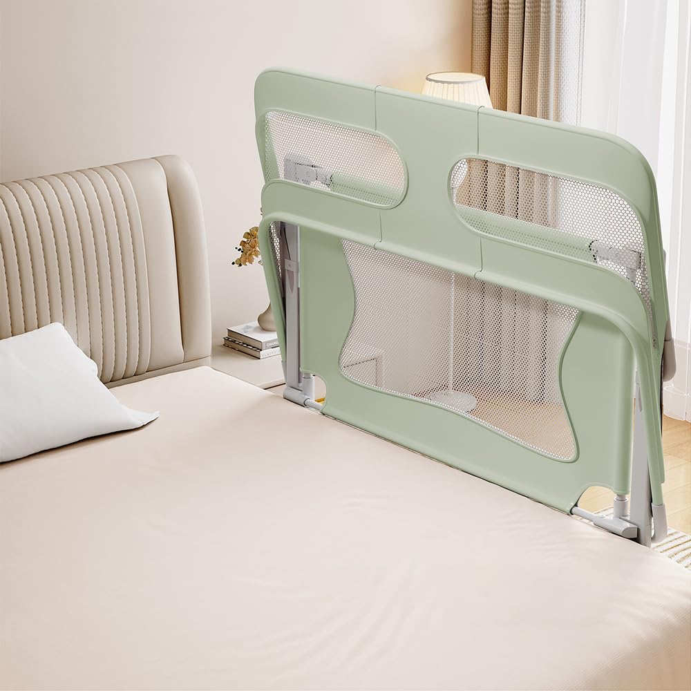 homewell Bettgitter, gemeinsames Schlafen, Bettschutzgitter Kinderbettgitter für Kinder Babybettgitter Klappbar, Bett Schutzgitter für Kinder (Grün)