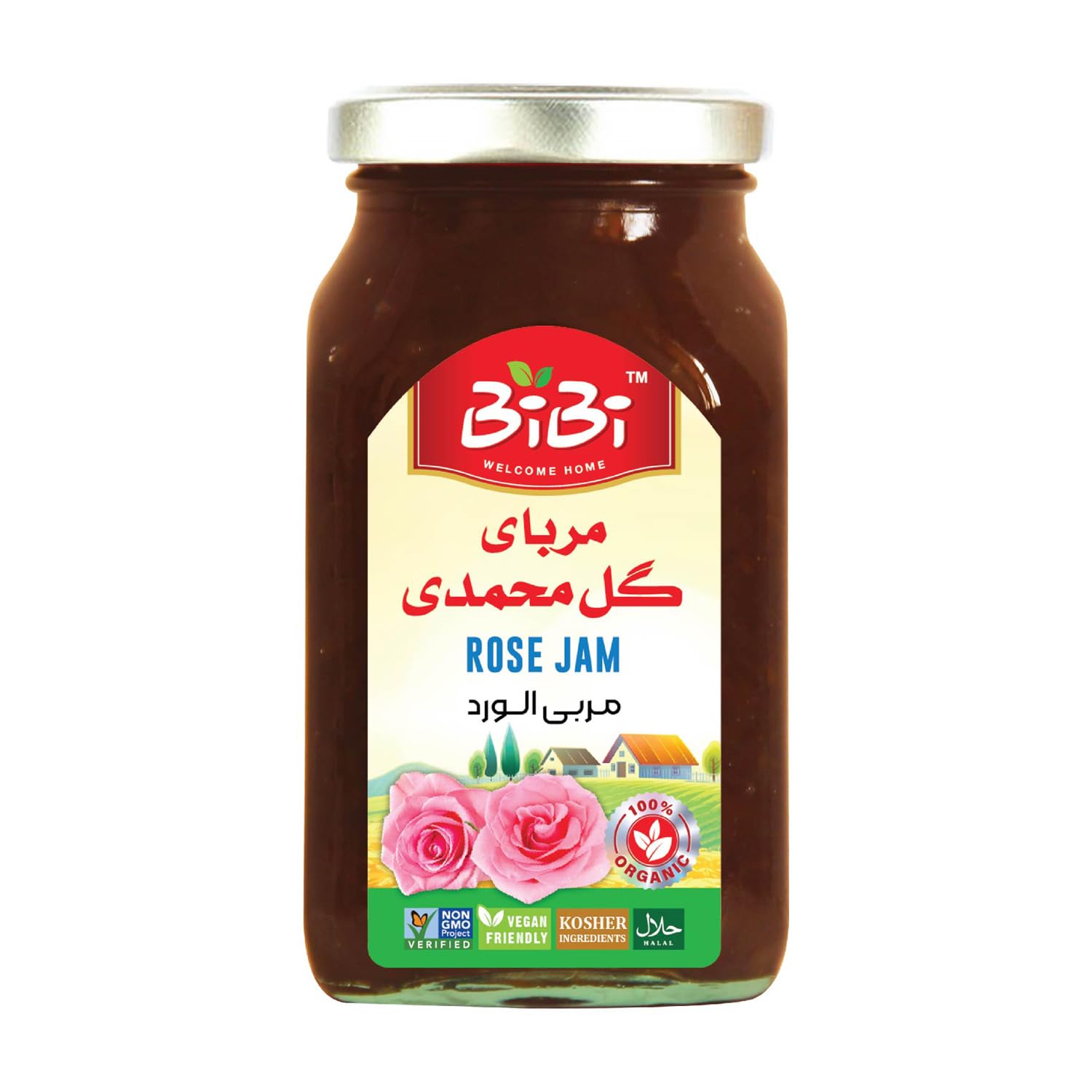 BiBi Rose Jam, (مربای گل محمدی بی‌بی) - Sweet Floral Spread, Gourmet Rose Flavor, Large Jar, مربا, jam, 350g (12.3 Oz)