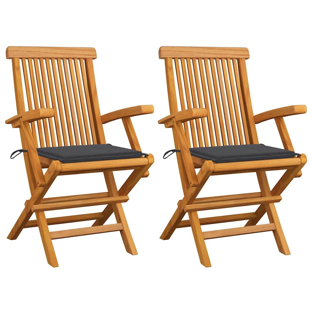 Chaises de jardin en bois de teck pliables avec coussins, fauteuils d'extérieur de terrasse et balcon