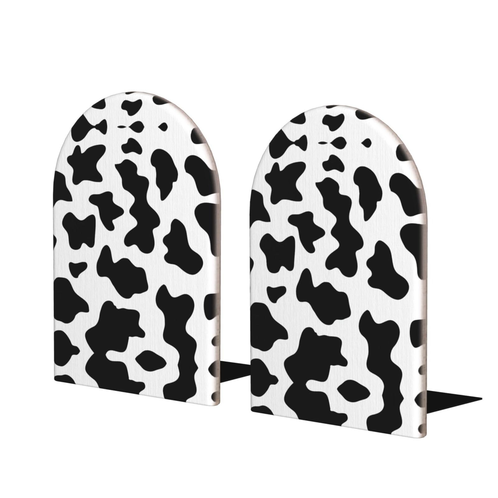 Serre-livres en bois imprimé vache noir et blanc pour bureau
