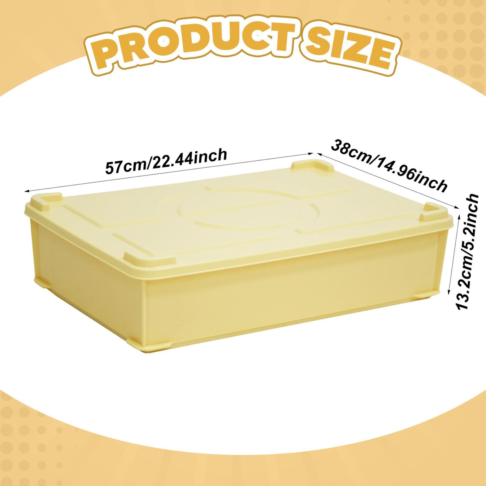 Boîte de Fermentation Pâte Pizza Plateau Rangement Aliments Bac Réfrigérateur Empilable Solide Facile à Nettoyer Utilisable pour Restaurant, Jaune Grand