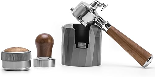 CrossCreek Juego de herramientas para café expreso, soporte para portafiltro, portafiltro de doble boquilla de 2.126 in, distribuidor de espresso y