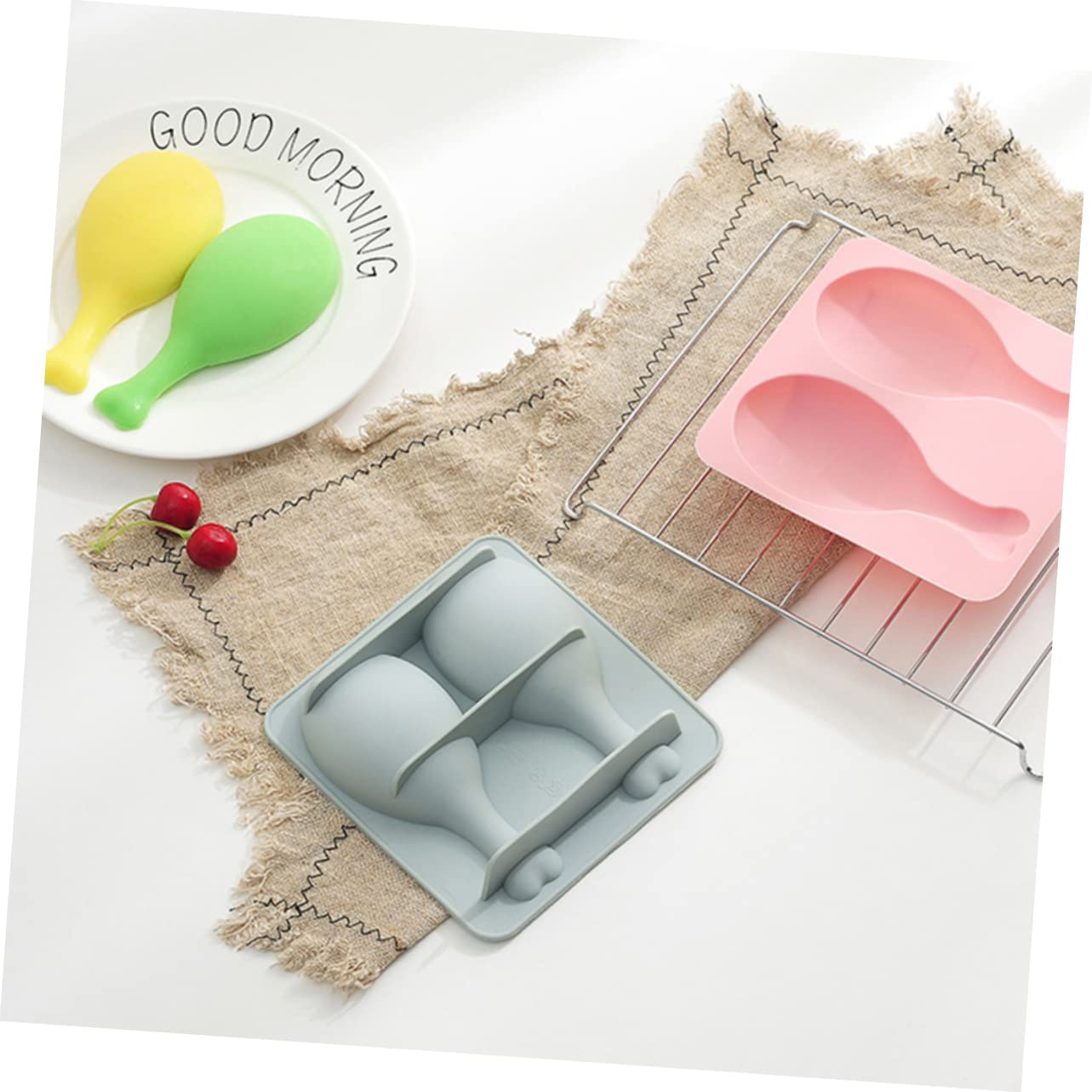 Abaodam 6pezzi Moldi Silicone Forma Di Coscia Di Pollo Per Torte e Biscotti Attrezzo Per Dolci Silicone Per Cucinare Rosa