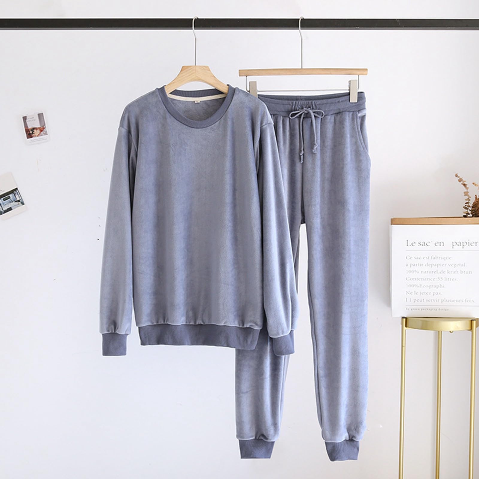Générique Set da jogging da uomo, 2 pezzi, in cotone, con maniche lunghe, per autunno, inverno, caldo, A4