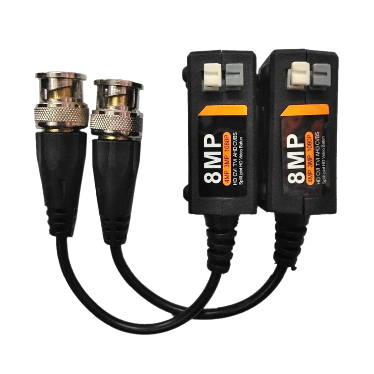 MESHIV 8MP Passive Video Balun Set, Push Terminal CCTV HD TVI CVI AHD BNC UTP Pair for HD Camera, Black BVB8MP (Black) (Pack of 1)-image-26