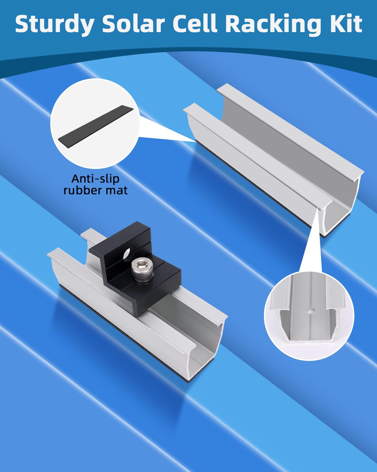 Kit di supporto solare per tetto in metallo 12cm,fissaggio pannelli fotovoltaici (30 – 35 mm) staffe a l per pannelli solari,Kit Staffe Fotovoltaico,Piastra per Tetto Piatto,per Camper Solare