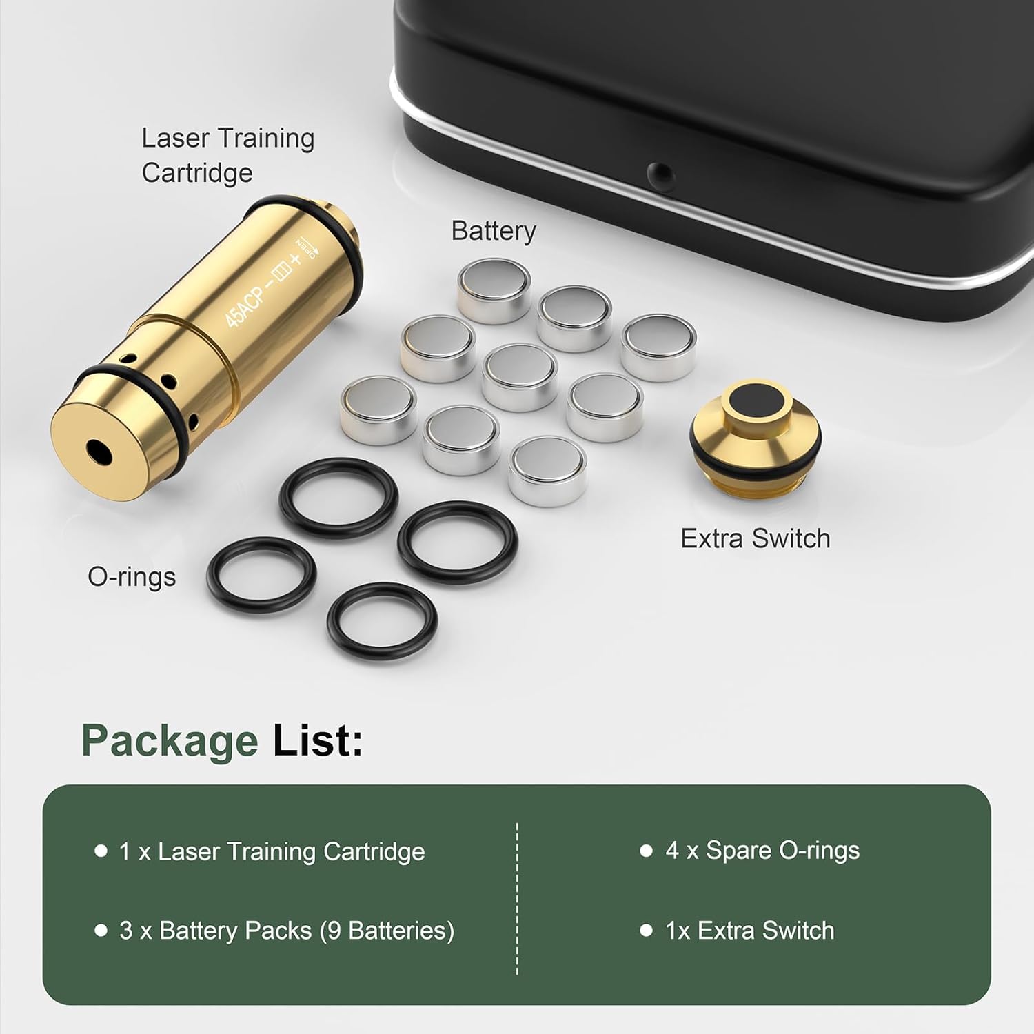 45ACP Laser Training Cartridge Dry Fire Training System with Rubber Snap Cap, O-Rings and 3 Set Batteries for Dry Fire Practice and Shooting Training