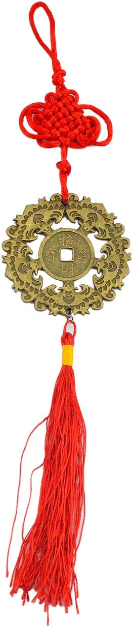 fengshuisale Feng Shui Good Fortune Bats Coins Hanging Amulet+ Free Red String Bracelet Y1207