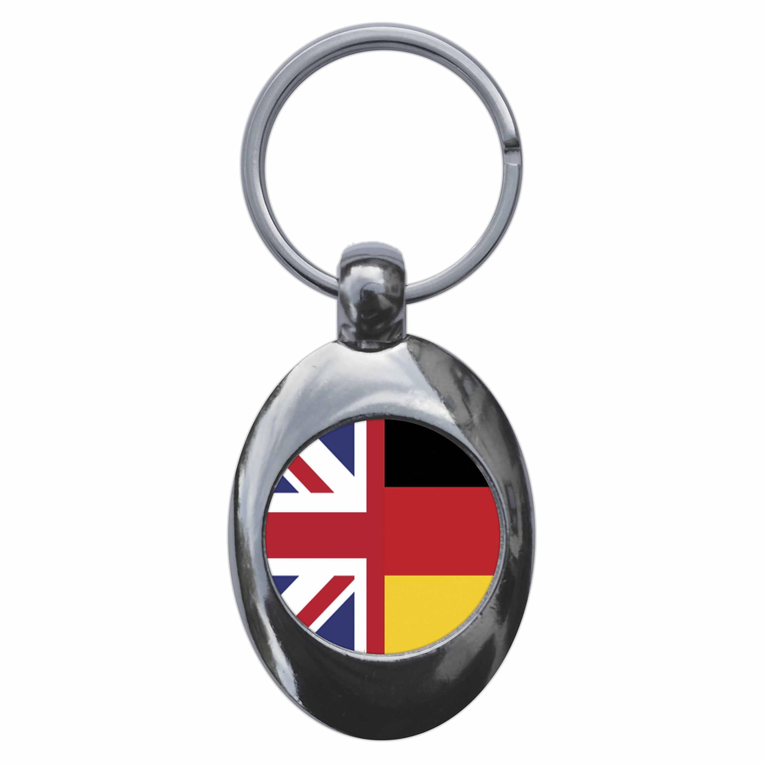 Ozorath United Kingdom Germany Split Flag Keyring Keychain Key Ring Chain With Trolley Coin