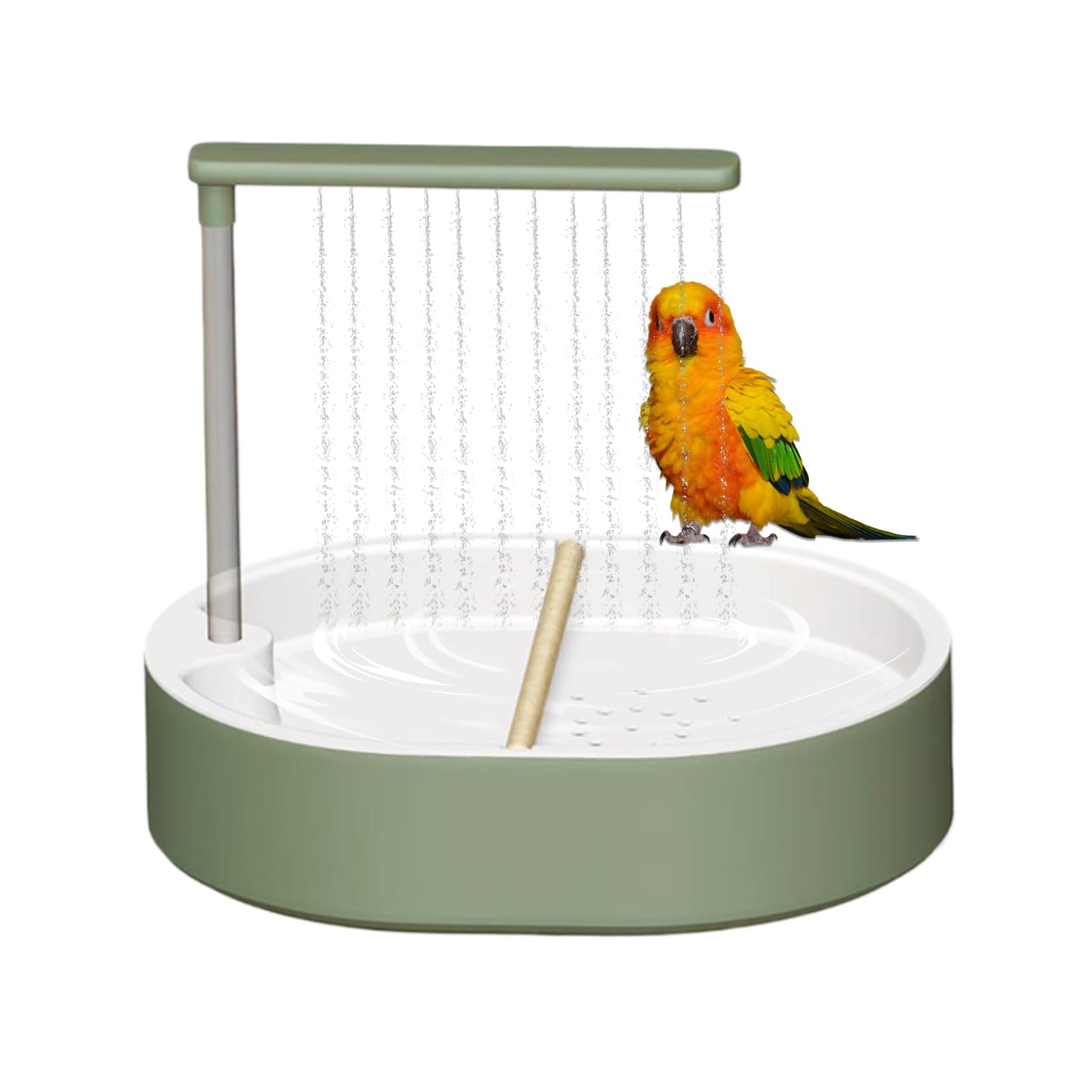 Yqooup Bird Bath for Cage | 26-Hole Automatic Flowing Bird Bath Bowl,Auto Water Flowing Parrotlet Shower,for Conure Parrot Parakeet Budgies Lovebird Macaw Parrotlet