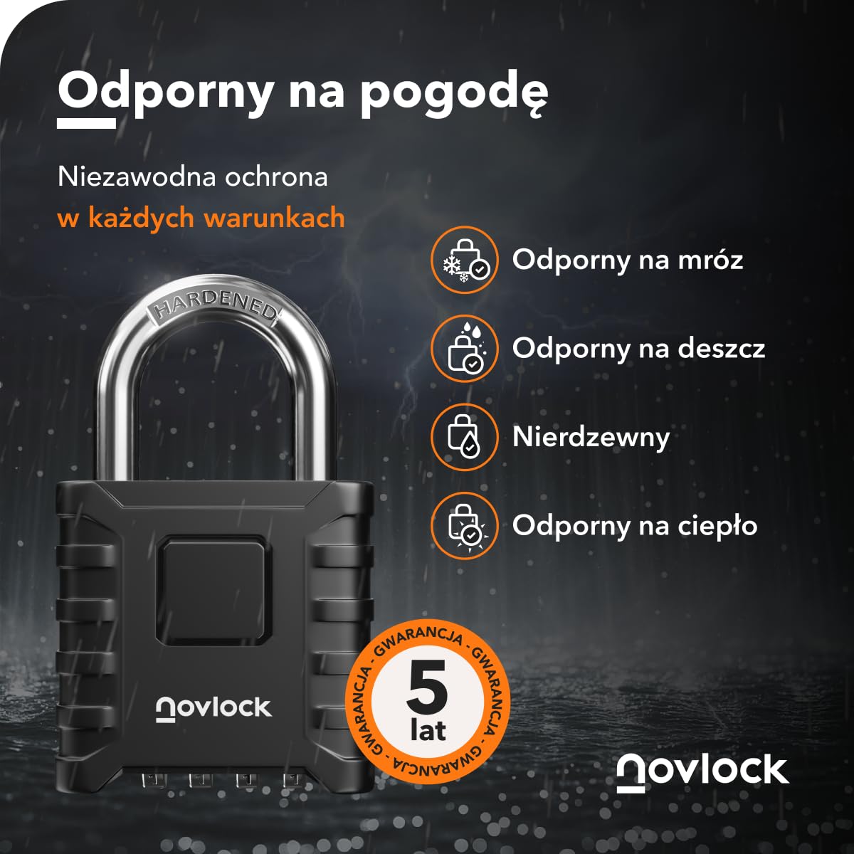 Kłódka szyfrowa heavy-duty – duża, solidna i odporna na warunki atmosferyczne, z pałąkiem 8 mm – wytrzymała do bram, ogrodzeń, szop, garaży i zewnętrznych schowków – 1 szt., czarna