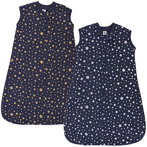 Image of Hudson Baby Unisex Baby Premium Quilted Sleeveless Sleeping Bag and Wearable Blanket, Metallic Stars, 6-12 Months