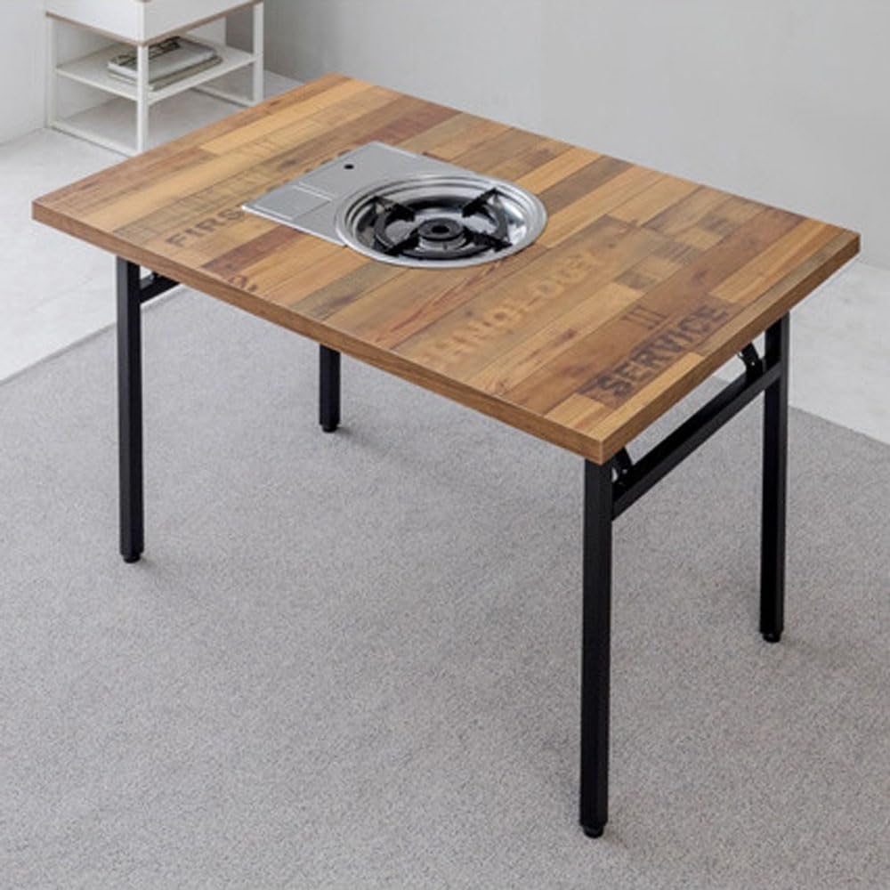 Korean BBQ Grill Table – Folding Indoor Outdoor Dining Table with Built-in Gas Grill (Modern, L Size, Made in Korea)