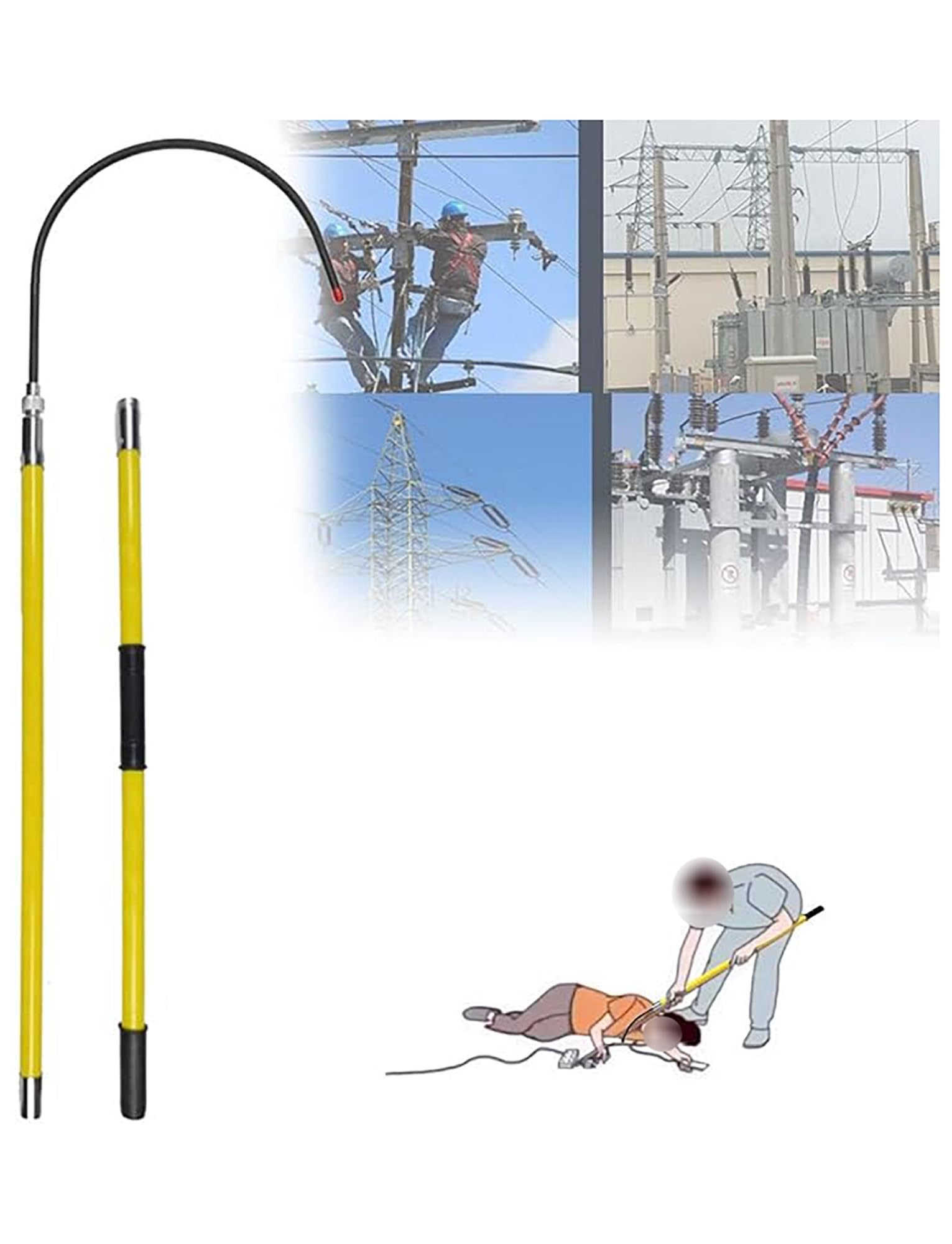 Gancho de rescate aislado seguridad eléctrica mantenimiento industrial