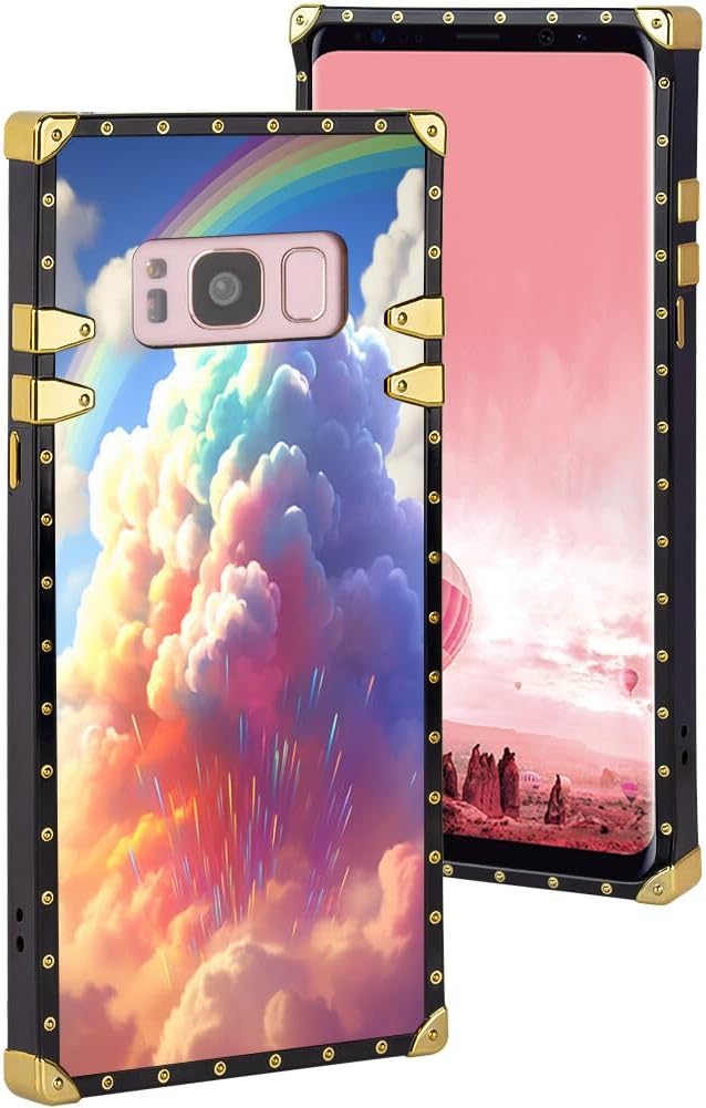 Elgzigok Phone Case for Samsung Galaxy S8 with Rainbow Cloud-aa45 Pattern Design Black Soft TPU Slim Fit Anti Scratched Protection Cover Case