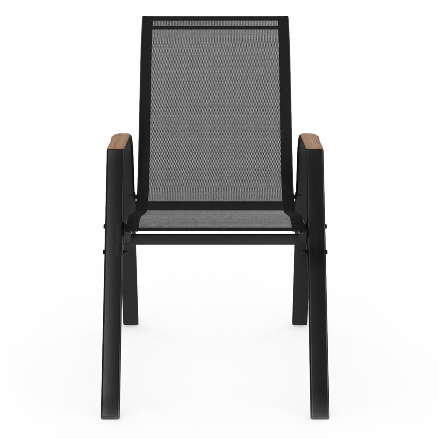 IDMarket - Lot de 6 chaises de Jardin NOUMEA métal et textilène empilables Noir et Bois