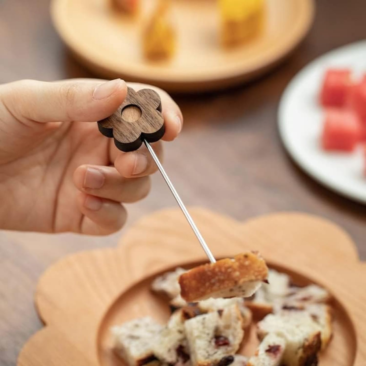 フルーツフォーク 果物フォーク 再利用可能 ステンレス製 花 5本セット 台座付 可愛い おしゃれ 和菓子 デザート ハート 誕生日