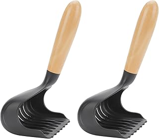 Garoopion Cat Litter Scoop, Carbon Fiber Cat Litter Scooper, Kitty Litter Scoop with Wood Handle, Deep Shovel More Efficient Litter Sifter Cat Scooper for Litter Box (Black, 2Pcs)