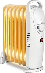 LifePlus Aquecedor pequeno a óleo, aquecedor de ambiente radiante portátil com economia de energia, segurança contra superaquecimento, aquecedor pessoal de 700 W, silencioso, trabalho para quarto de