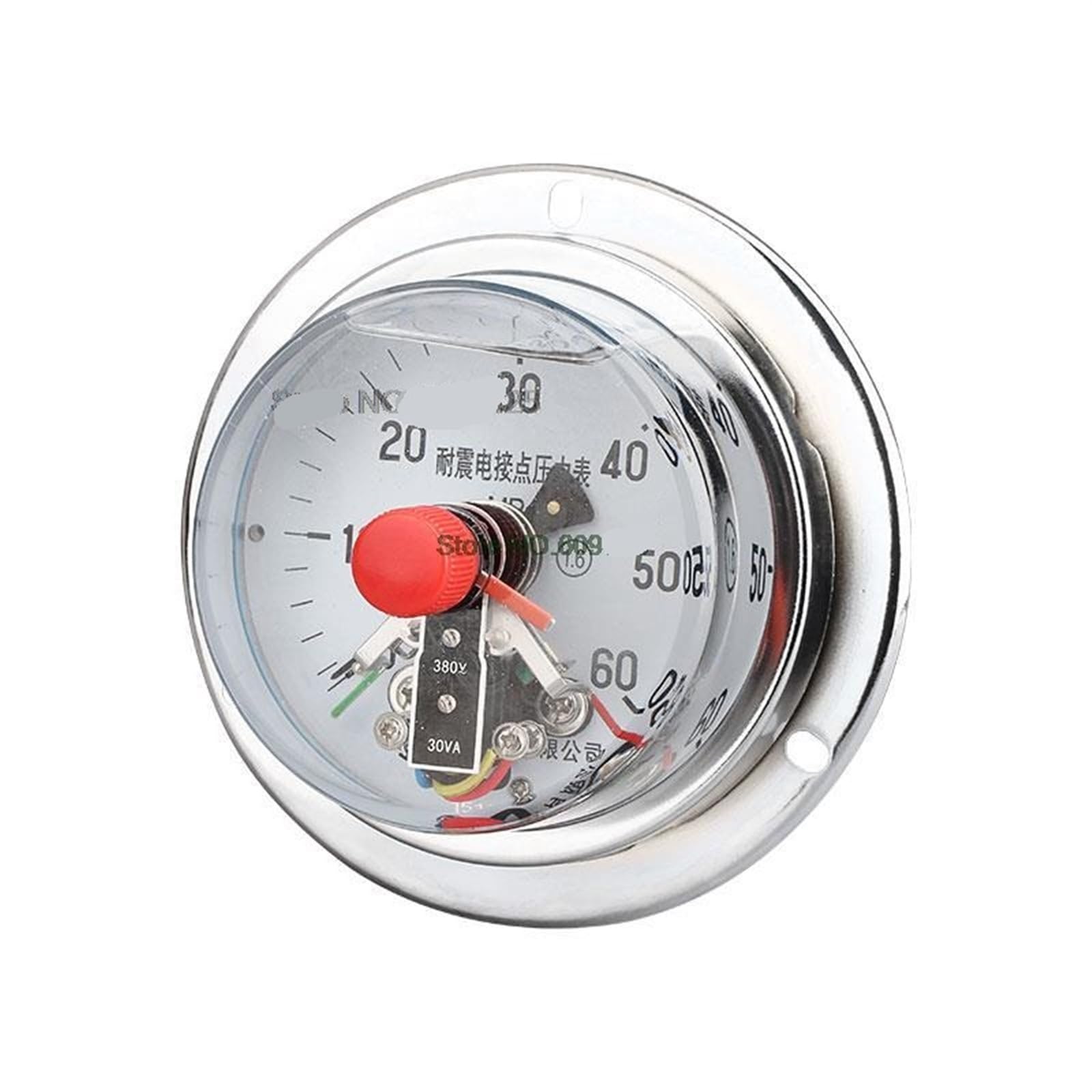 Druckmessgerät, stoßfest, elektrischer Kontakt, axiale Bandkante, YNXC60ZT, magnetische Hilfe, 30 VA, oberer und unterer Grenzkontrolldruck (-0,1–0,3 MPa)