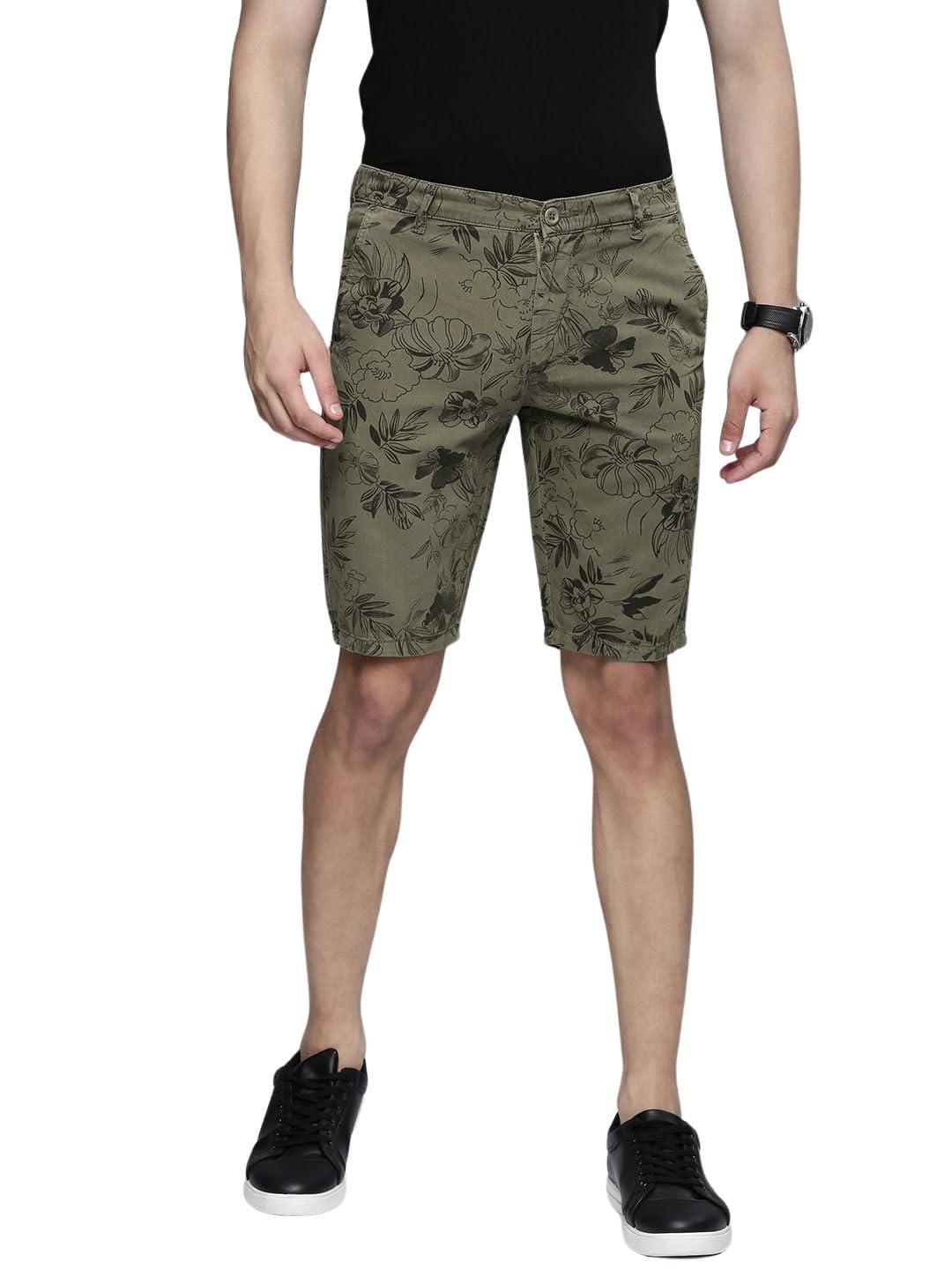 Men Slim Fit Solid Mid-Rise Chino Shorts