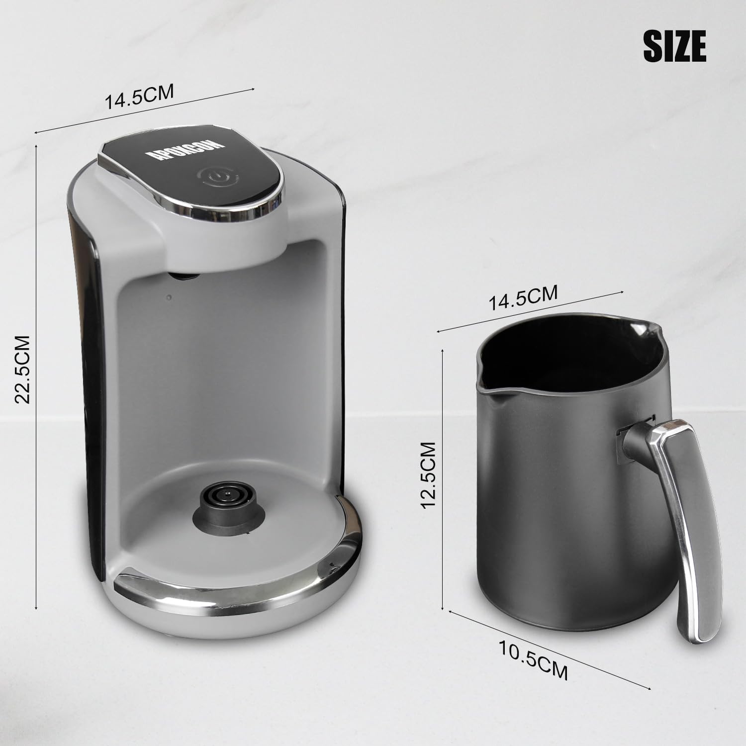 APOXCON Automatische Elektrische Türkische Kaffeemaschine für 4 Tassen – 400W Edelstahl-Heizplatte mit Trockenkochschutz (250 ml)