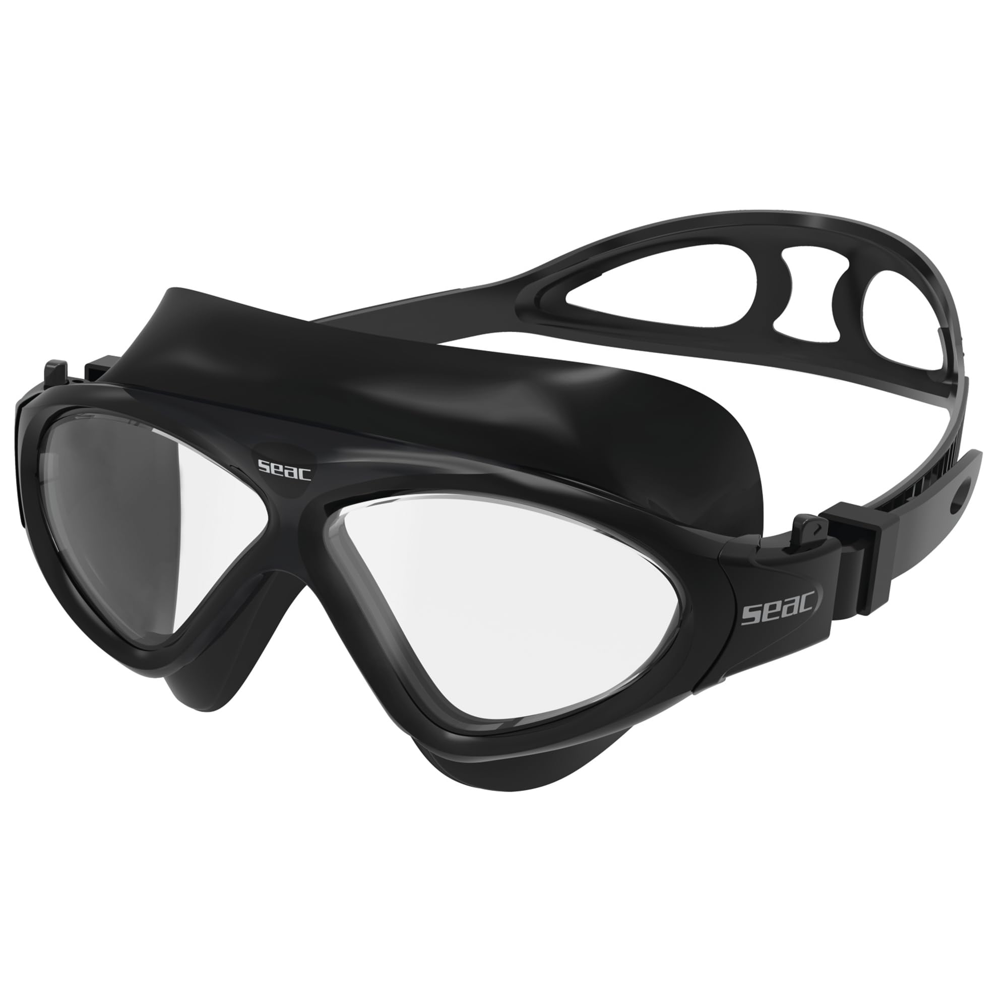 SEAC Vision HD, Unisex swimming goggles for pool and in sea, black/black