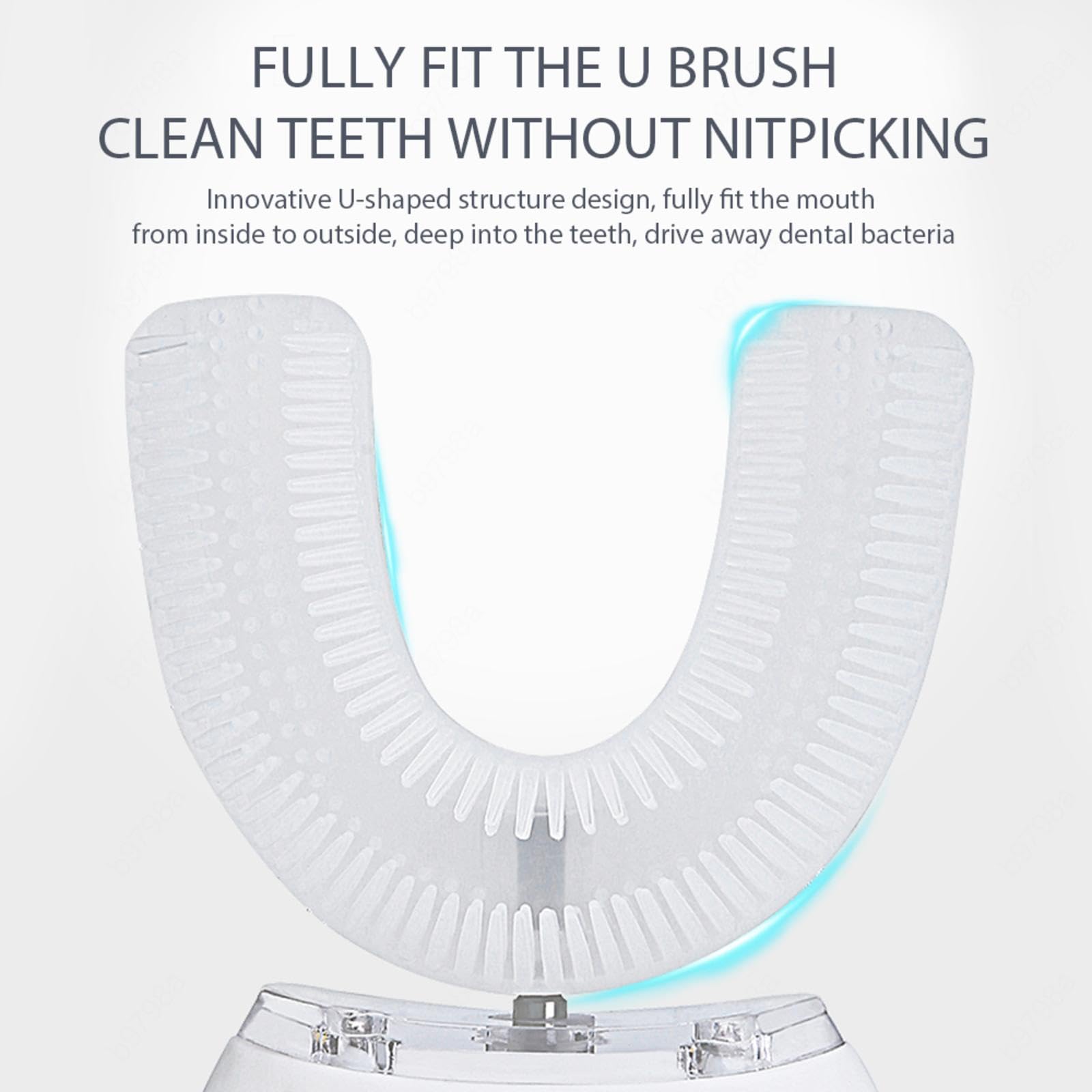 VIDECOR Cepillo de Dientes Sónico Automático en Forma de U Recargable, Cepillo de Dientes Eléctrico 360 para Adultos, Accesorios, Cepillo de Dientes de Limpieza Automática,