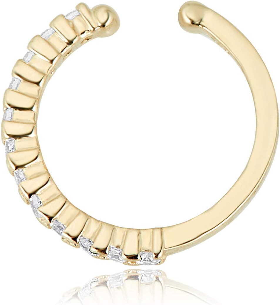 AVORA 10K Yellow Gold Simulated Diamond CZ Ear Cuff