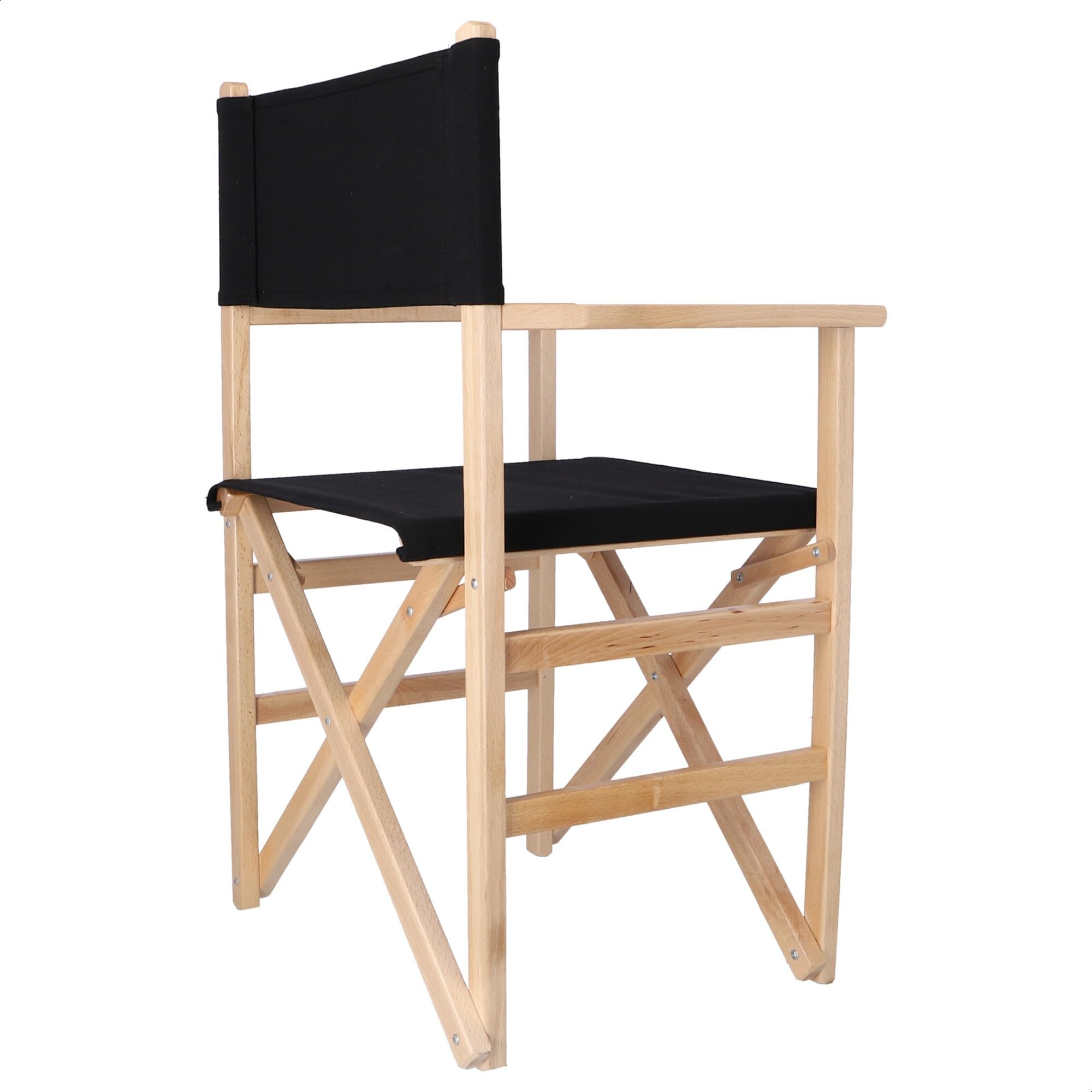 Silla de Director de Madera con Barniz con Lona de Color Negra