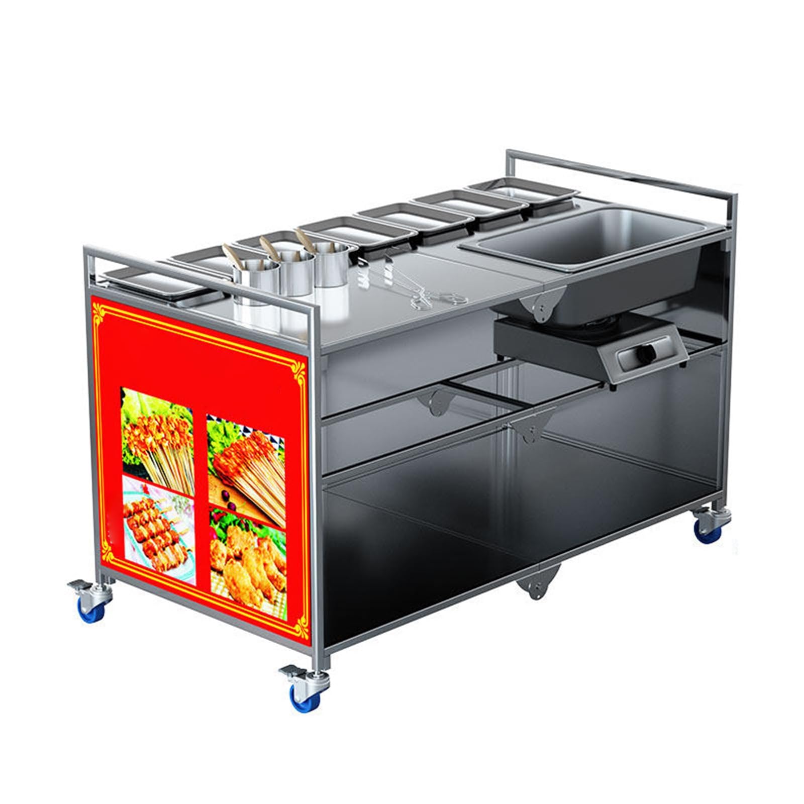 Carretto mobile per street food, Food Trailer e Food Truck completamente attrezzati, Banco espositivo portatile per mercati, street food ed eventi