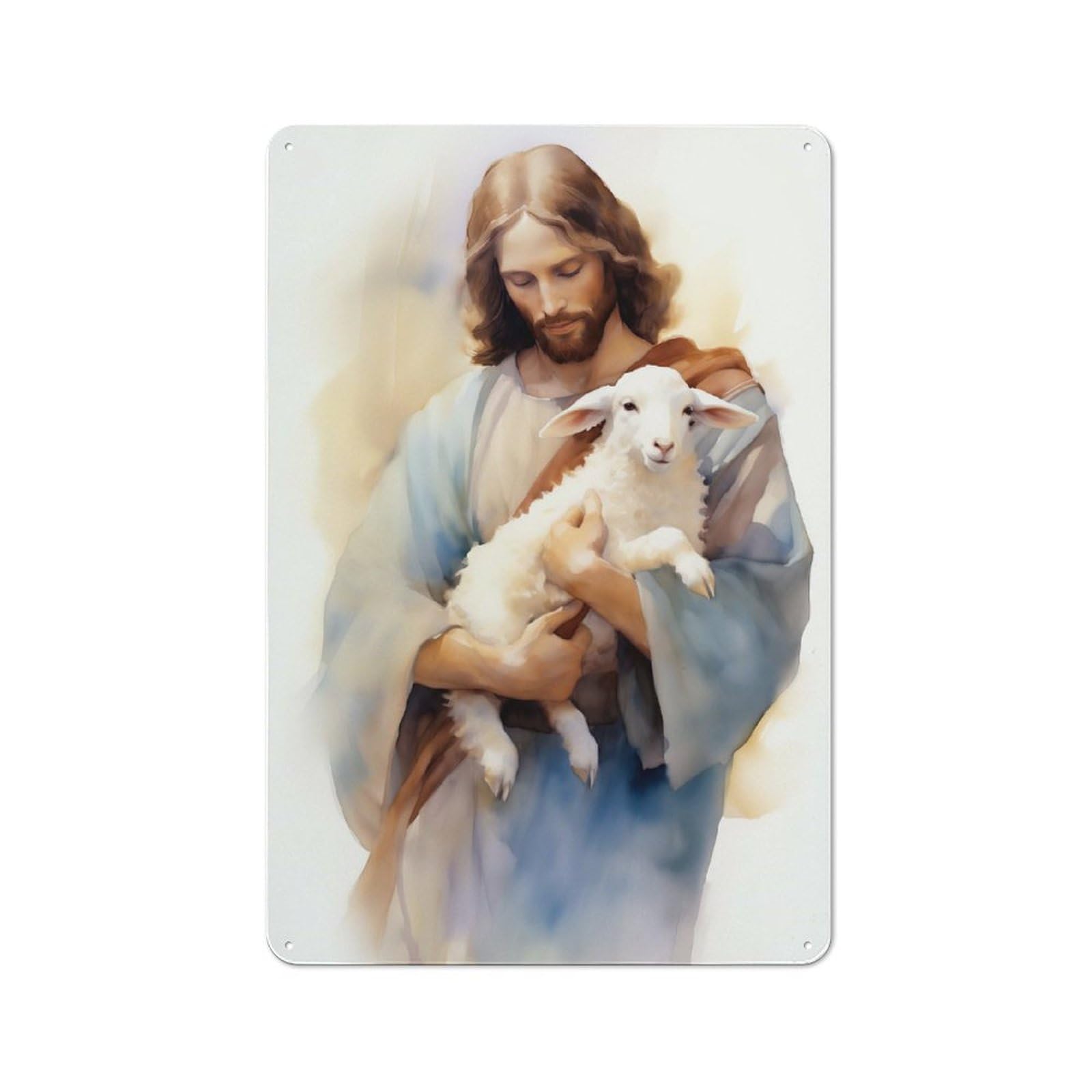 Junmoney Jesus Christ - The Good Shepherd Retro Metal Wall Sign 30X20cm For Home Office Or Studio, Winter Wall Decor For Home Office Decor Fans
