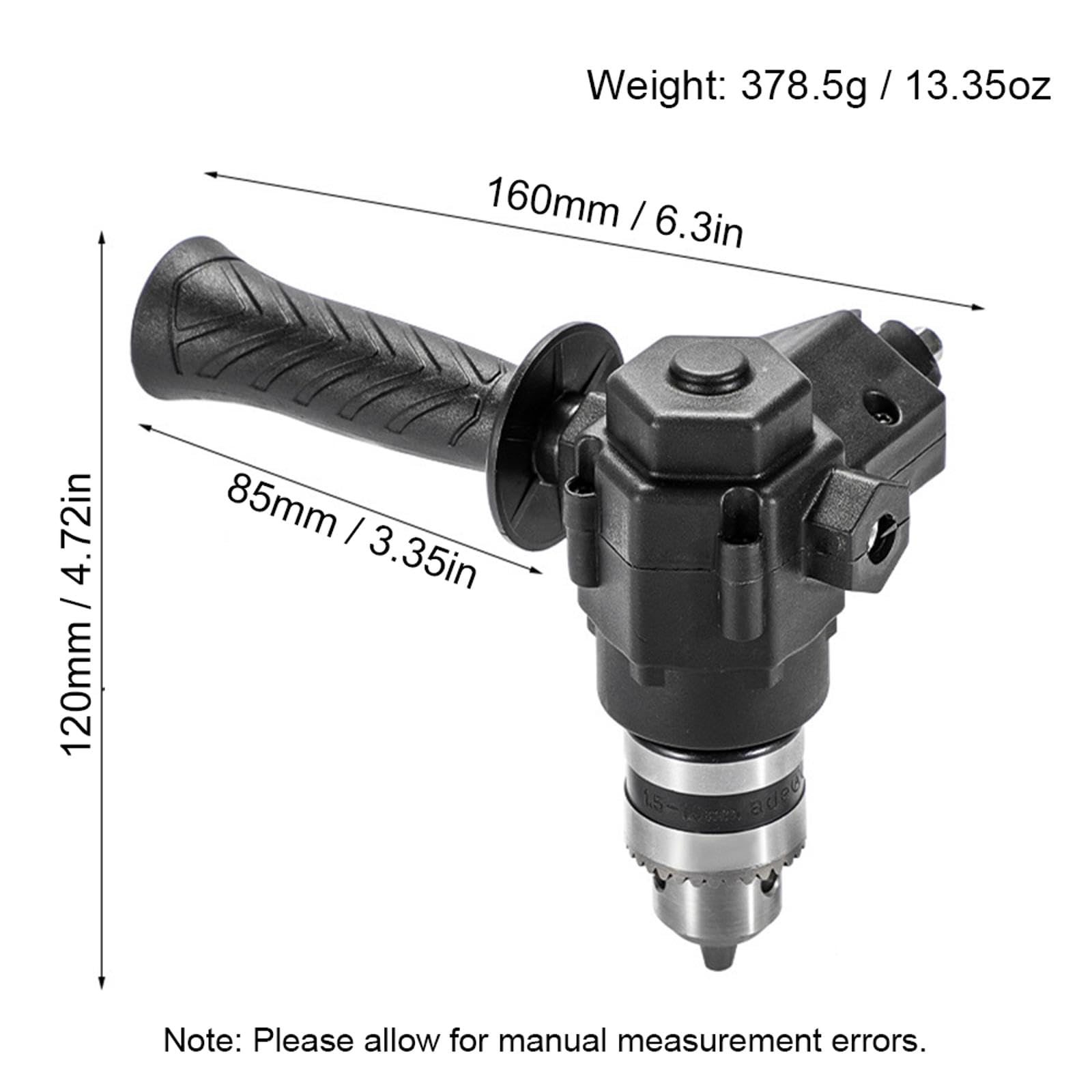 SEIWEI 90 Degree Cordless Right Angle Adapter Router Bit Extension Drilling Tool with Double Sides Mounting Screws Hole and Key for Compact Area