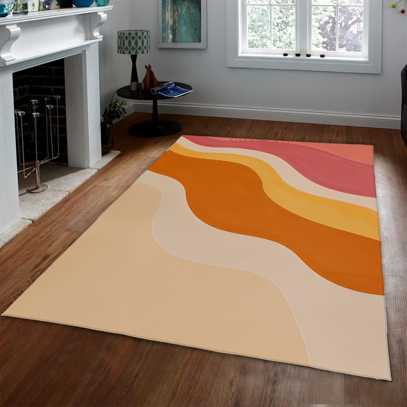 Tapis d'espace anti-glisse et lavable : résoud les taches de salon avec style boho