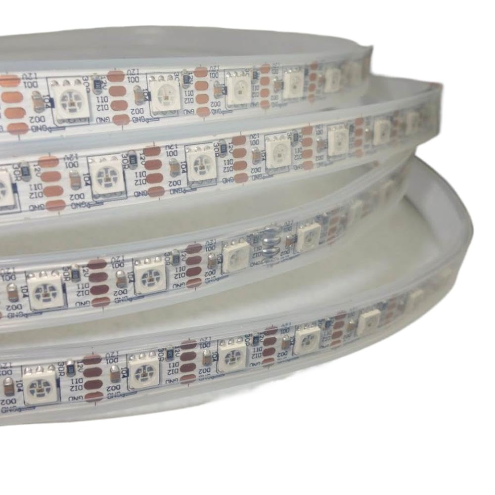 Tira LED GS8208 Similar a WS2811 WS2813 DC12V Direccionable A Todo Color RGB 5050 60leds M 5m Impermeable En Tubo De Silicio Blanco PCB Compatible Con