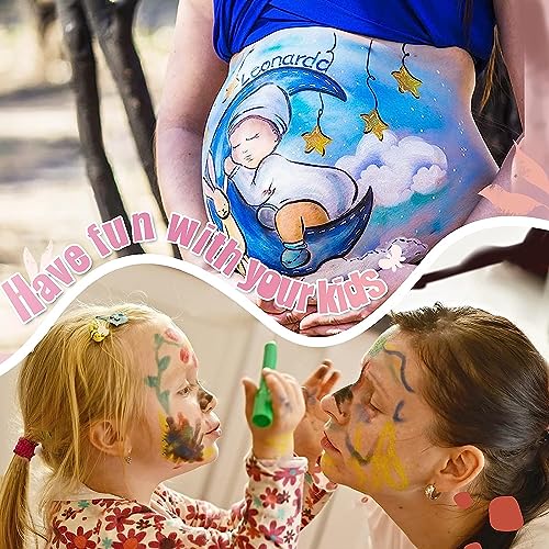 Beesjuy 12 Farben Schminkstifte für Kinder, Abwaschbare Kinderschminke, Sicher und Ungiftig, Babybauch Bemalen Farbe, für Halloween/Geburtstagsfeie/Neujahr /Weihnachten/Fasching, Einfach zu Verwenden