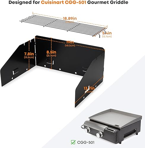 Miniatura 2 de Stanbroil Parrilla de protección contra el viento y rejilla de calentamiento para Cuisinart CGG-501 Gourmet Gas Griddle, pantalla de viento plegable