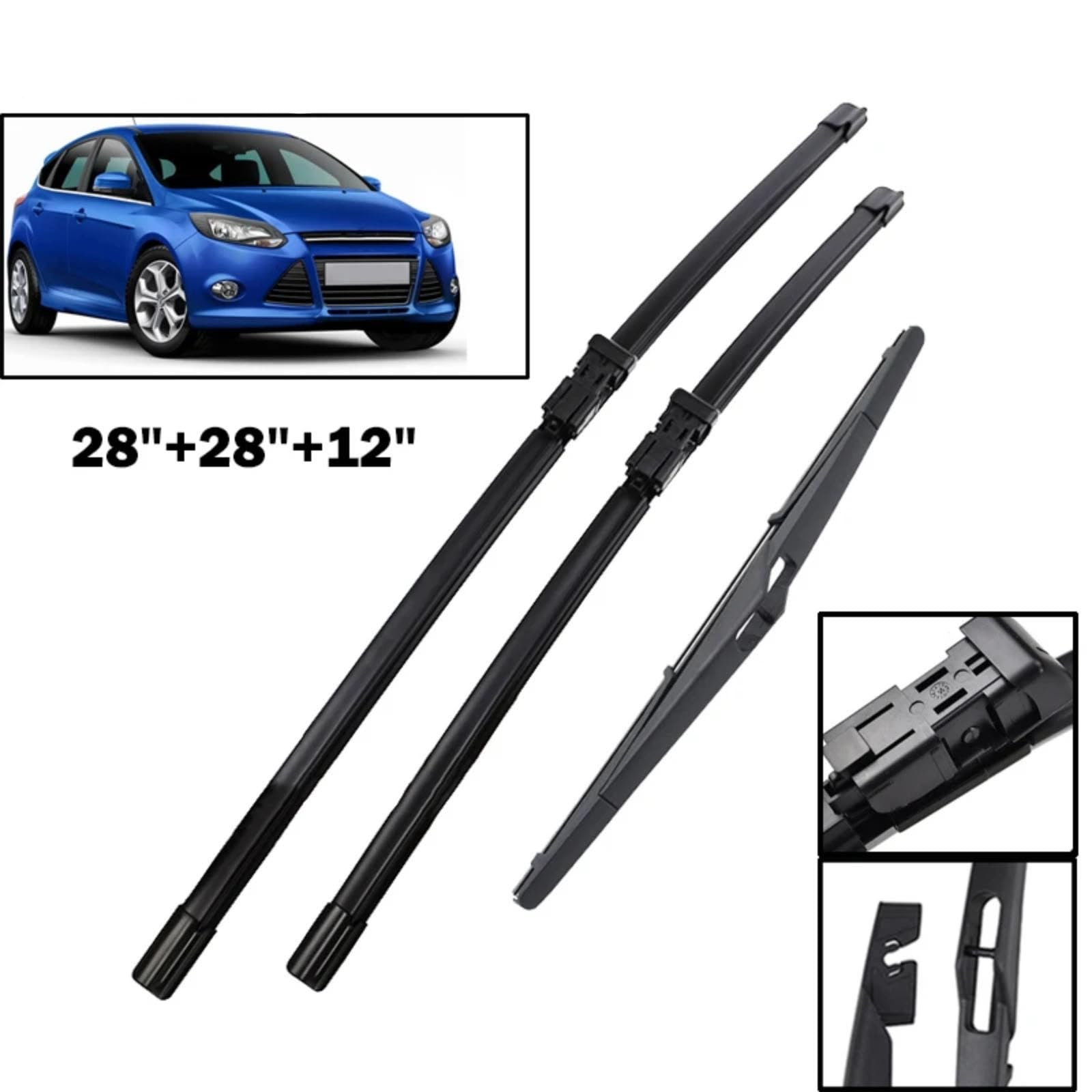 Escobilla Limpiaparabrisas Para Ford Para Enfoque 3 2011-2017 | Limpiaparabrisas Delanteros Y Traseros Repuestos Piezas Parabrisas Ventana Lluvia Cepillos 3piezas