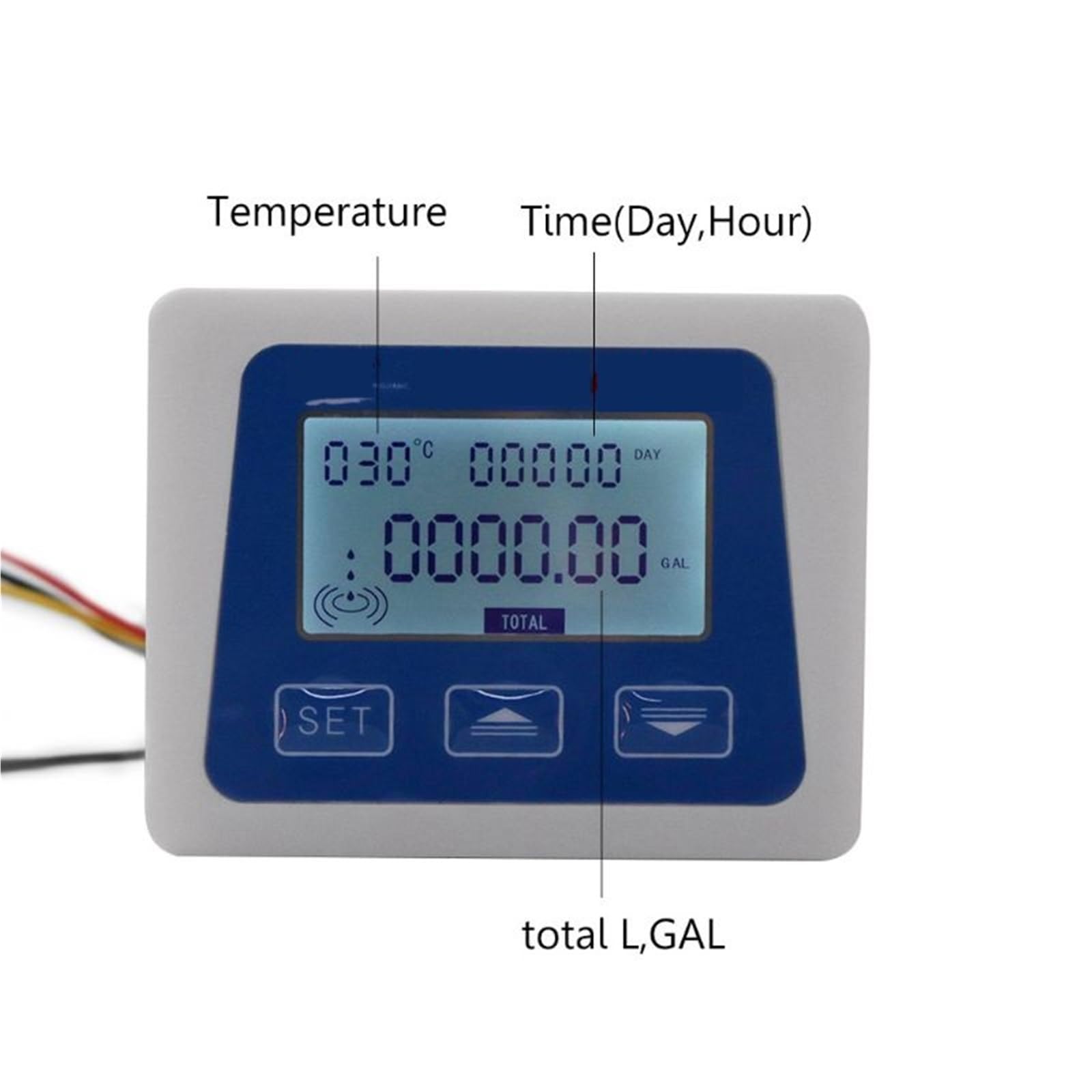 Contador de agua con entrada de latón. Medidor de Sensor de Flujo de Agua con pantalla LCD Digital, medidor de flujo, totámetro, registro de tiempo de temperatura con Sensor de flujo G1/2"