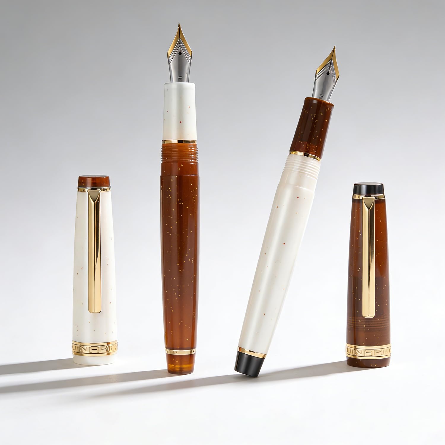 2 PCS Jinhao 82 Acrylic Fountain Pen Fine Nib with Converter (Fine Nib, Milk coffee color)