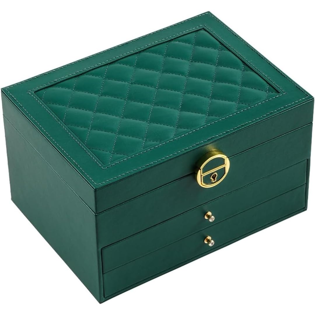 Sprqcart Jewelry Box for Women Girls 3 Layer PU Leather Organizer Storage Case with Compartments for Earrings Rings Bracelets, Necklaces, Watches | Travel Display Box Gift Idea
