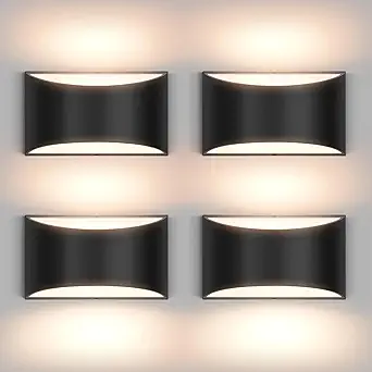 4-Pack Black Modern LED Wall Sconce with G9 Bulbs (Warm White 3000K)