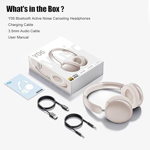 Miniatura 7 de Wentronic Y06 Auriculares con cancelación de ruido, 58 horas de reproducción y 5 modos de música EQ, inalámbricos sobre la oreja, Bluetooth con