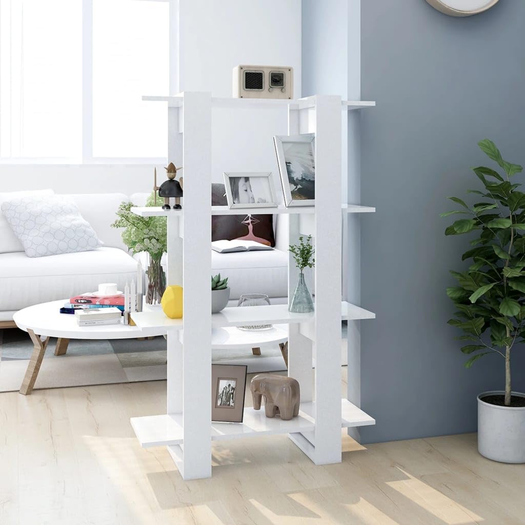 Bücherregal aus Holz, 80x30x123,5 cm, als Raumteiler nutzbar – Robustes und stabiles Regal für Bücher, Zeitschriften, DVDs und Dekoration, pflegeleicht mit feuchtem Tuch